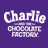 Purple background with 'Charlie CHOCOLATE FACTORY' text, yellow '29 JULY' dates, and three circular icons featuring a swirl symbol, chocolate bar, and child's face.