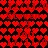 Red heart pattern fills the background with black spaces containing text and symbols like '<3' and 'Tori'.