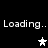 Black background with white pixelated text "Loading.. Loading.." repeated twice, three star icons in different states of brightness.