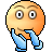 Pixelated orange emoji face with blue hands covering mouth, displayed in a of six variations showing subtle pose differences