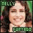 A static image shows a woman's face with text overlays reading 'NELLY' and 'FURTGOO', surrounded by repeated pixelated phrases on a blue background.