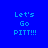 Blue background with pixelated text 'Let's Go PITT!!!' in light blue, displayed across four with yellow highlight bars shifting position