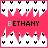 Pixelated of repeating white shapes on pink background with "BETHANY" text, showing animation variations in shape positions and colors