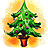 Pixelated green Christmas tree with colorful ornaments on white background, red text reading "My Special Someone By The Tree" and "Some Day I will Finally Get From My Christmas Wishlist <3!" on solid green field.