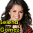 Four- of Selena Gomez images with text overlays: yellow "Selena Gomez" top-left, blue "Rox my Sox" top-right, green "forever" bottom-left, purple "peace" bottom-right