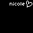 Pixelated white text 'nicole' with a heart symbol on black background, two identical instances side-by-side.