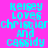 Pixelated cyan text on bright pink background with green horizontal bars, repeating 'Kelsey Loves Christian and Cassidy' in a pattern