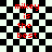Red pixelated text 'mikey is the best' on a black-and-white checkered background with two distinct animation states.
