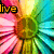 A colorful, pixelated flower with radiating petals in pink, green, and blue hues displays four distinct text labels across its sections.