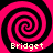 Four identical pink and black spiral patterns arranged in a with the word "Bridget" displayed below each spiral