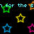 Pixelated stars in green, yellow, blue, pink, and orange float over a black background with partial cyan text reading 'for the server know' and 'I'll take you.'