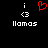 Pixelated icon with black background, white text elements, and a red heart symbol above the text.