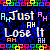 Pixelated static image with colorful border and scattered text fragments on black background.