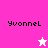 Pixelated text 'Yvonnell' appears on pink and white backgrounds with a star icon changing color between frames.