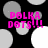 Pixelated polka dots in gray and white on black background with pink text 'POLKA DOTS!!!' appearing across four quadrants.