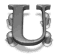 Six grayscale 'U' letters with ornate cloud-like swirls on a white background, arranged in two of three