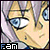 Pixelated anime-style character face with light purple hair and blue eyes, showing three distinct eye positions across observations.