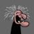 Pixelated cartoon witch with wild gray hair, black dress, and open mouth showing green eyes, in two sequential poses with mouth and hand positions shifted.