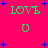 Bright pink background with green 'LOVE U' text and blue star shapes scattered across the image.
