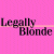 Pixelated text 'Legally Blonde' on a solid pink background with a thin horizontal line crossing the text.