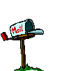 Animated sequence showing a mailbox with 'Mail' text, red flag, and green grass base, with multiple mail delivery actions including flying letters and flag movements.