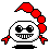 Pixel art contact sheet showing two frames of an animated character with a white skull-like face, red braided hair, and black limbs against a gray background.