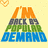 Four identical pixelated text-based icons arranged in a on a pale yellow background, each featuring stacked orange 'I'M', gray 'BACK BY', green 'POPULAR', and blue 'DEMAND' letters with small heart symbols above