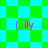 Pixelated green and cyan checkered background with pink text '(: ilx' repeated across four positions, some text partially obscured by green shapes.