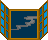 Pixelated animation of a blue and gold folding screen with four showing evolving night sky scenes