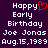 Pixelated text on dark purple background with red heart symbol replacing 'y' in Happy, displaying birthday message for Joe Jonas.
