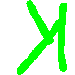 Four green pixelated X-shaped icons arranged in a on gray background, each with distinct stroke variations