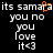 Pixelated text displays 'its samara you no you love it<3' with an orange cursor blinking on the letter 'a' in 'samara'.