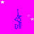 identical blue cartoon figures on a bright pink background with scattered white and pink stars