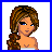A 3x3 contact sheet of pixel art frames showing a cartoon woman's upper body, midsection, and legs alongside blue text phrases on white backgrounds.