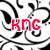Black and white ornate scrollwork pattern with red text "KNC" overlaid on the upper left portion.