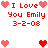 Pixel art displays red text and hearts with date '3-2-08' on white background, showing two distinct heart arrangements across observations.