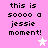 Pixelated text on pink background with white star symbols, animated between solid and faded states.