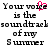 Pixelated text reads 'Your voice is the soundtrack of my Summer' with a pink heart replacing part of 'voice', displayed in two identical side-by-side