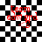 Red pixelated text 'team eom grd' on black-and-white checkered background with four distinct animation states showing varying transparency and positioning of the text.