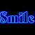 A contact sheet of six pixelated neon-style "Smile" text icons in different colors arranged in a 3x2 grid on black background, each with distinct color variations and subtle glow effects.