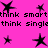 Pixelated black star icons on bright pink background with repeated text fragments 'think smart' and 'single think single'.