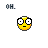 Pixelated yellow emoji face with wide eyes and a neutral mouth, displayed in four positions above text reading "OH. MY." and below "GOODNESS."
