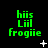 Green pixelated text 'hiiis Lil froggie' on black background with white star-like shapes changing position across frames.