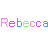 A sequence of colorful pixelated text displaying 'Rebecca' in varying color schemes and partial visibility across three with vertical black dashed lines above some letters