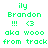Green pixelated text on white background showing 'ily Brandon' with '!!! <3', 'aka wooo', and 'from track' repeated in two identical