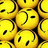 Yellow circular icons with black line art faces arranged in a pattern, each face showing distinct expressions