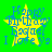 Yellow star with blue text 'Happy Birthday Isabelle I love you' on green background, animated.