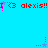 Red text 'I <3 alexis!!' repeated three times on a bright blue background with pink and purple pixelated stars scattered throughout.