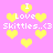 Pixelated pink background with yellow hearts and repeated white text "I Love Skittles..<3" in a pattern