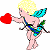 Pixelated cartoon figure with blonde hair and blue wings holds a red heart against white background, next to green text reading Original Icons .com.